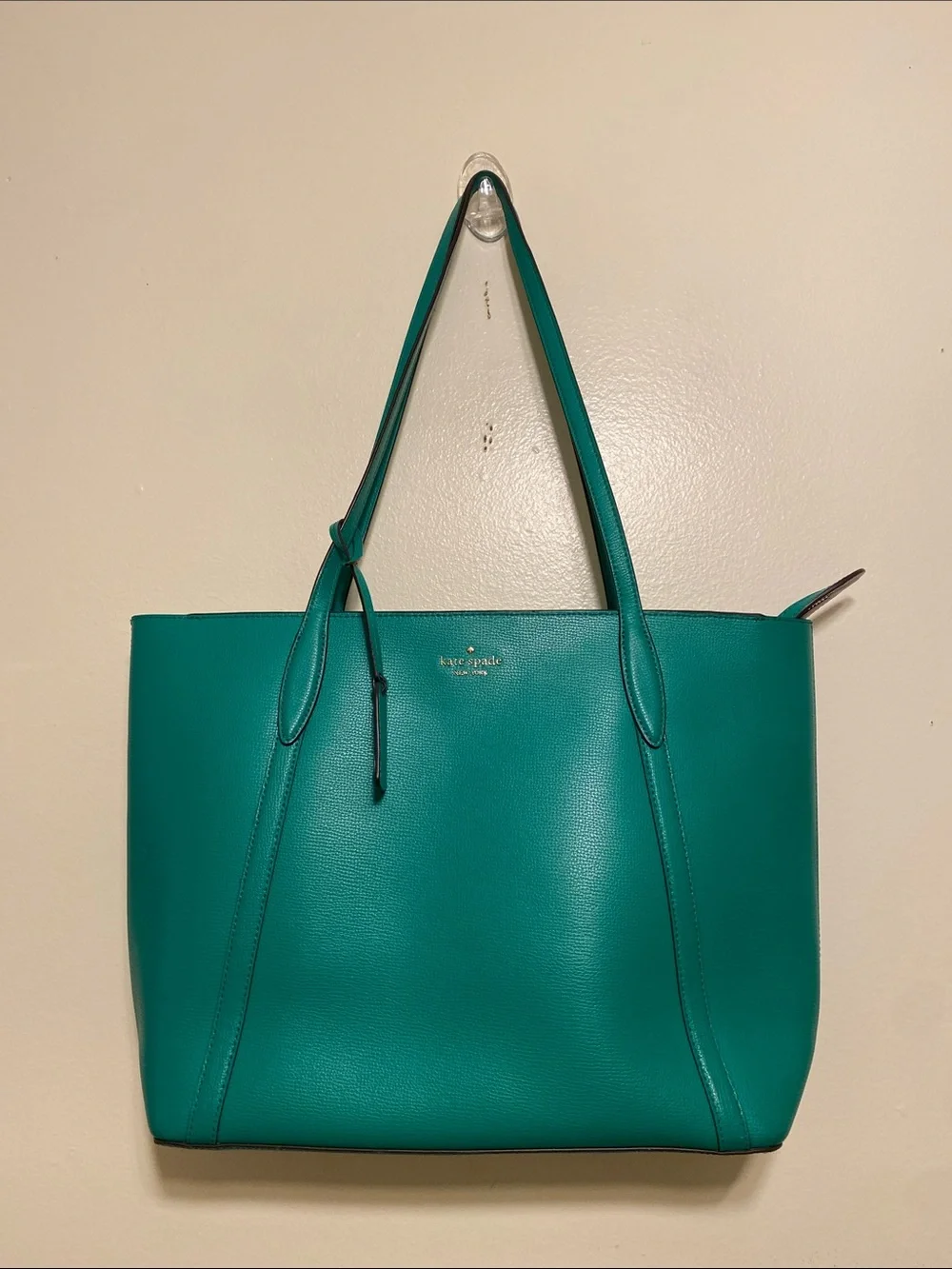 kate spade teal green leather tote bag